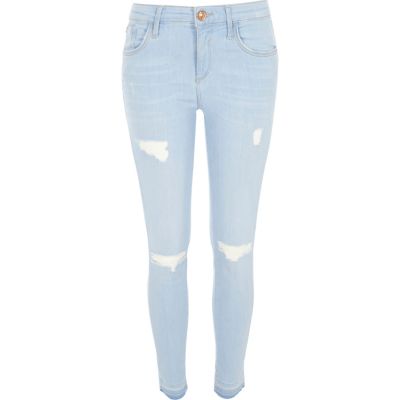 Light wash ripped Amelie super skinny jeans